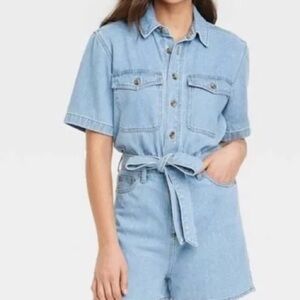 Universal thread Light Blue Denim Romper size 14 (no waist tie)